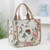 Floral Print Lunch Bag Large Capacity Handbag Thickened Thermal Insulation Bag Thermal Insulated Bag Women