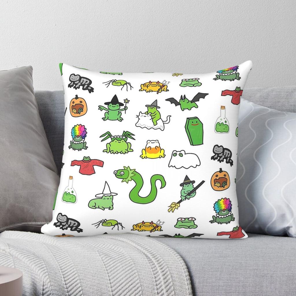 Spooky Frogs Scare Away Depression Square Pillowcase Polyester Linen Velvet Pattern Zip Decorative Pillow Case Sofa Cover