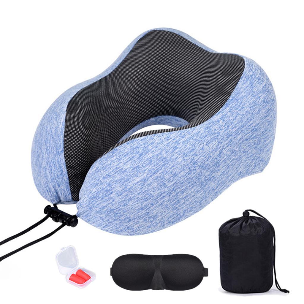 U-Shaped Pillow With Eyemask Earplugs Storage Bag,Travel Memory Foam Neck Pillow,Adjustables Neck Guard Pillow For Home/Travel