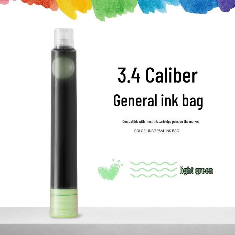 12 Color Universal Fountain Pen Ink Cartridges, Non-Carbon, 3.4 Caliber, Replaceable for Students