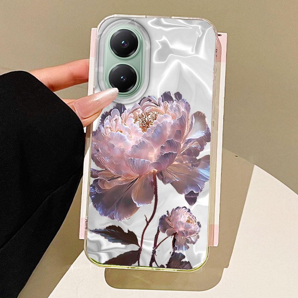 Weiße Pfingstrose Lotusdruck Damen Mädchen Wassertextur Handyhülle für Xiaomi Poco X5 M6 Pro X6 X3 Pro NFC C75 C71 C65 C61 M5S Hülle