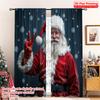 2pcs 2D Flat Printing Merry Christmas Party Curtains Santa Claus Shhh Pose Polyester Without Electricity Party Decorations for