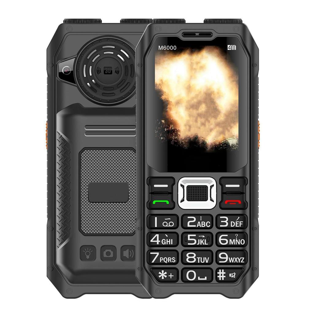 M6000 2G Button Mobile Phone 2.4inches Loud Speaker 2400mAh Flashlight Camera FM Support Four SIM Card Feature Mobile Phone