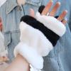 Fleece-lined Half Finger Gloves  Winter Velvet Mittens Cute Panda Plush Gloves  Outdoor