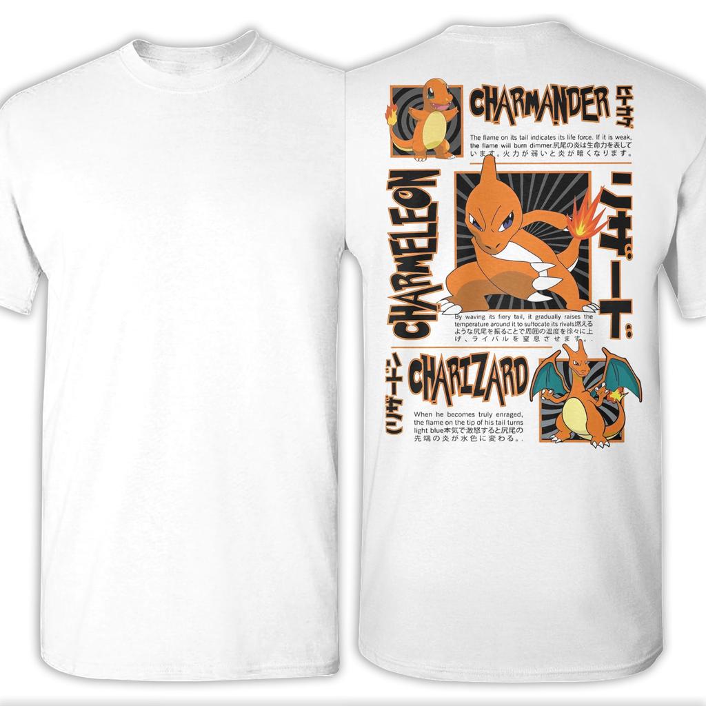 Camiseta Charizard Pokemonizado Masculina Feminina 100% Algodão Roupa Lazer Manga Curta Gola Redonda Camisetas de Verão