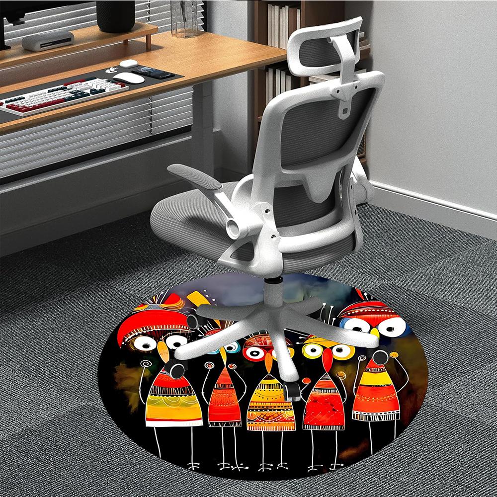 

1pc Owl Family Office Round Area Rug, Indoor Mat Suitable ForOffice, Under Office Chairs Bedroom Living Room Home Decor, Room Decot025 80cm by 80cm