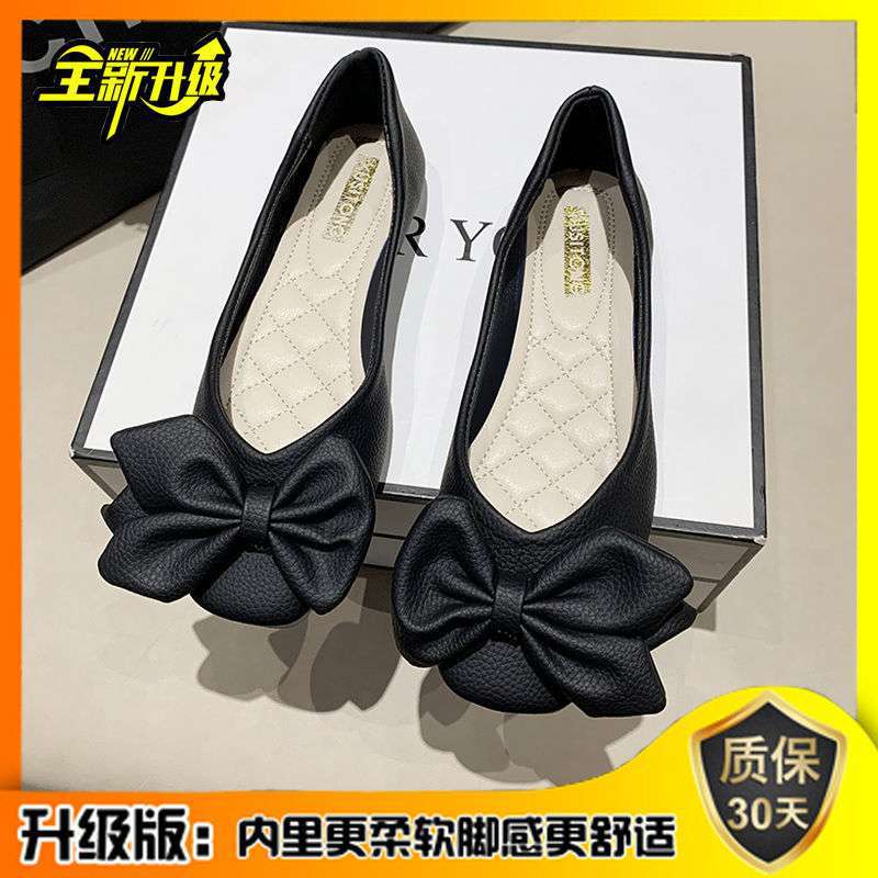 

Single shoes women s spring and summer new Korean version of square head flat bottom bow women s shoes low-top shoes Doudou pedal lazy shoes tide 40
