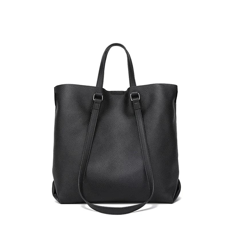 Women Cowhide Genuine Leather Shoulder Bag Female Casual Large Capacity Office Totes Handbag Ladies Work Strap Crossbody Bags