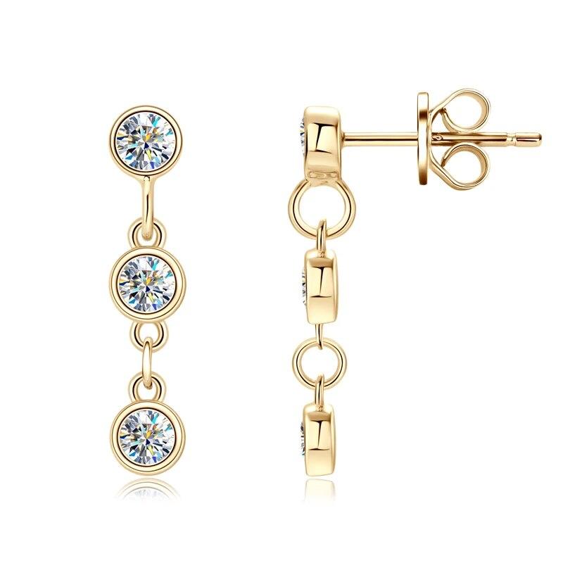 Moissanite Link Stud Earrings for Women 925 Silver Original Certified Wedding Jewelry Round 3mm VVS1 Diamond Drop Earrings