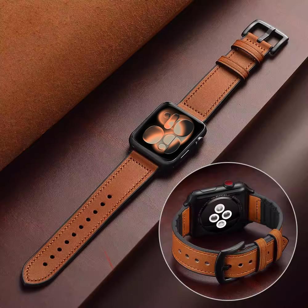 Strap for Apple Watch 11 Band 46mm 42mm 44mm 45mm 49mm 41 40 Leather+Silicone Correa Bracelet iWatch Serie 10 9 Ultra 3 8 7 6 SE