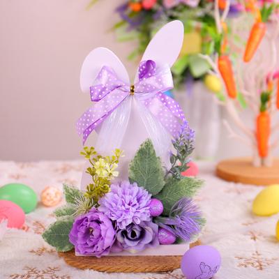 Easter Cartoon Bunny Egg Desktop Ornament, Home Holiday Simulation Flower Craft Decoration Props