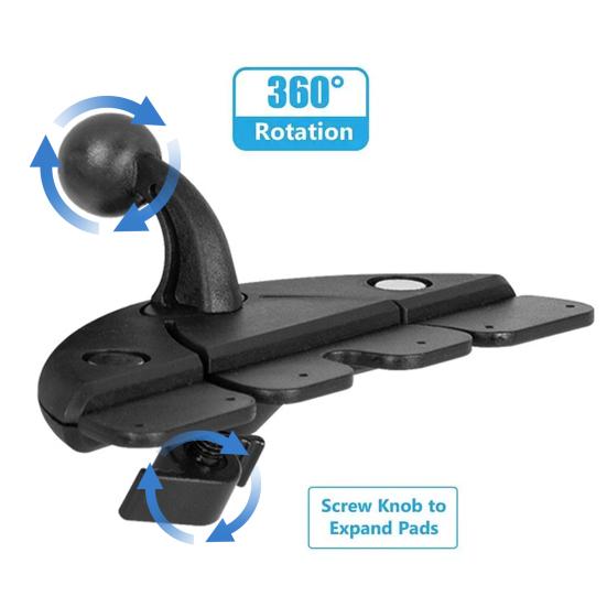 Suport auto pentru telefon cu slot CD, cu clip rotativ la 360 de grade, cu pad antiderapant, suport universal pentru smartphone Samsung/MP3