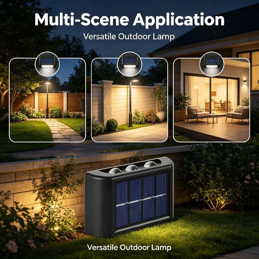 10/8/6/4LEDs Solar Wall Lamp Yard Street Decor Light Outdoor Waterproof Up and Down Luminous Lighting Garden Landscape Lamp