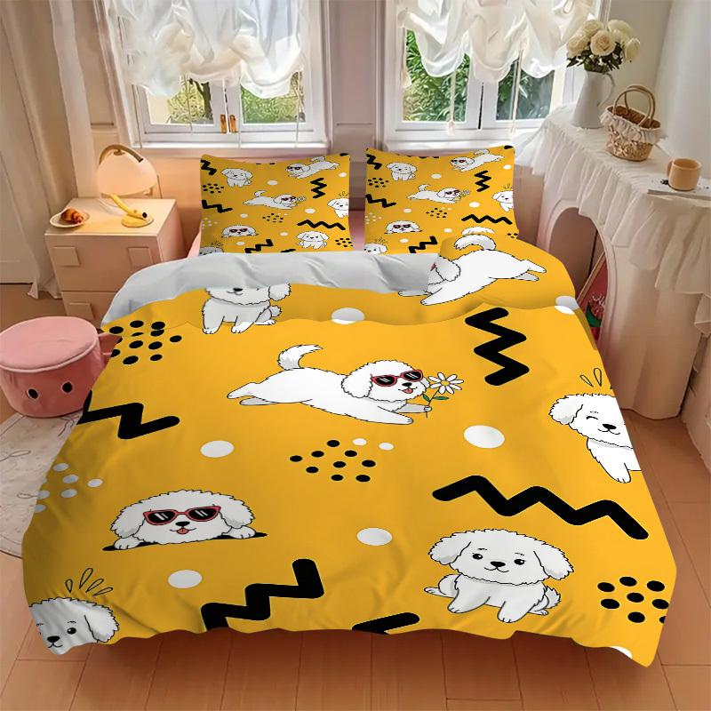 3pcs Puppy Playful Bedding Set, Includes 1 Comforter + 2 Pillowcases, Without Pillow Inserts, Soft Comfortable, Lightweight Breathable082