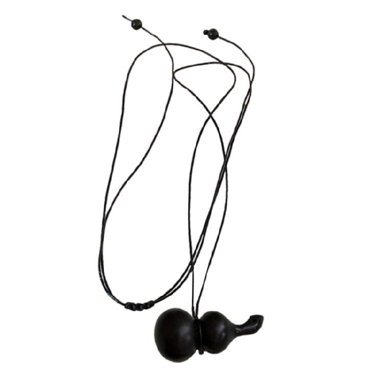 Elegant Wood Gourd Pendant Necklace Stylish Wood Gourd Pendant Necklace with Adjustable Leather Strap for Daily Wear 1
