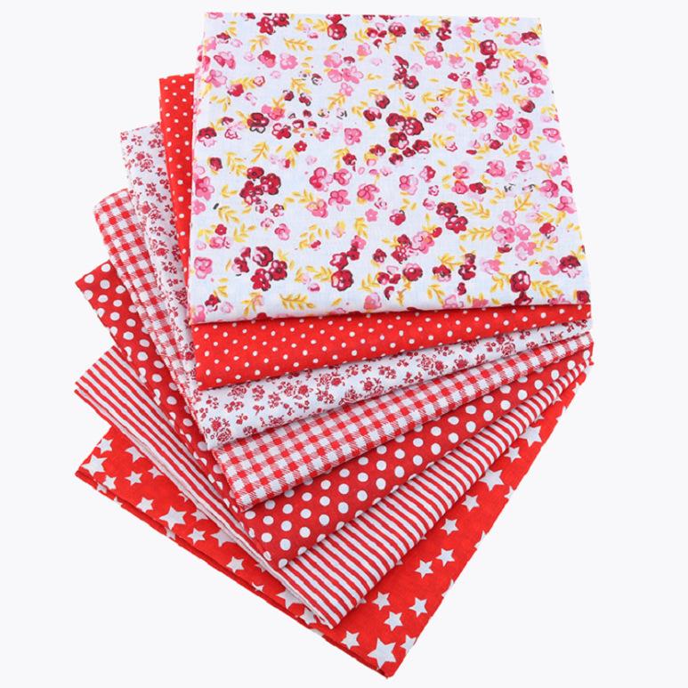 

7-Piece All-Cotton Handmade DIY Patchwork Fabric Set: Plain, Printed, Small Floral Patterns