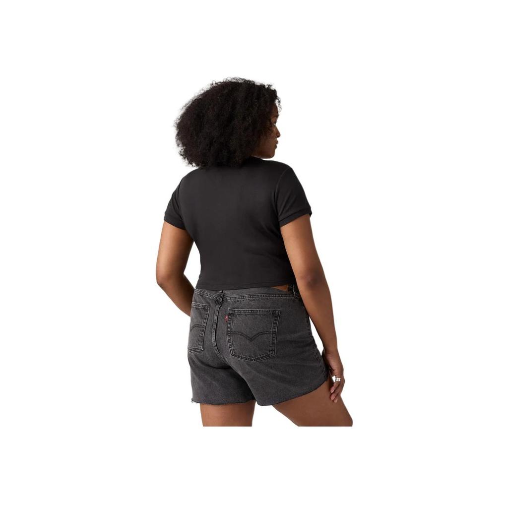 Levis X Beyoncé Collaboration SS25 Logo Print Solid Ribbed Neck Casual Loose Short Sleeve T-Shirt Women Tops 001QY-0006