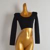 American Style New Arrival Sexy Round Neck Pullover Sexy Crop Top Short Knitwear Women's Clothing Fall Slim Fit Padded Shoulder Bottoming Shirt