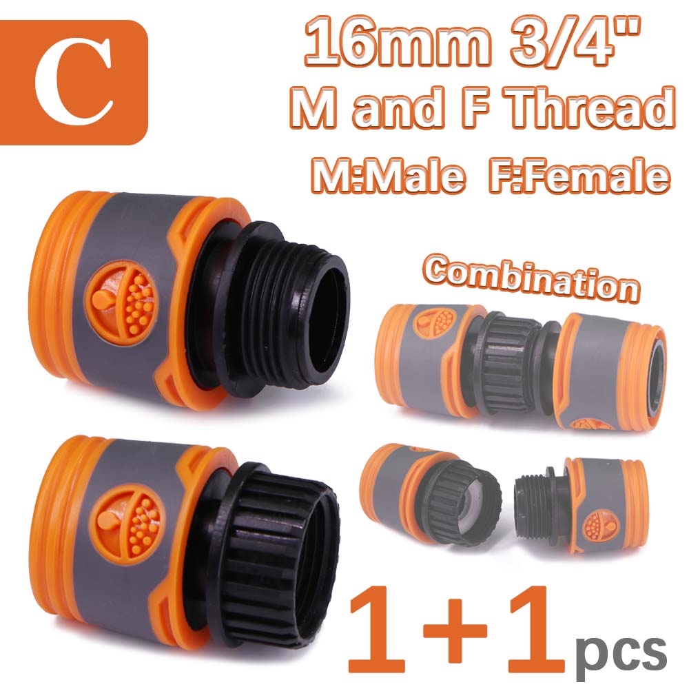 16mm 3/4" Hose Adapter Male X Female Thread Plastic Quick Connector Garden Irrigation Watering Tubing Coupling Joints Extender