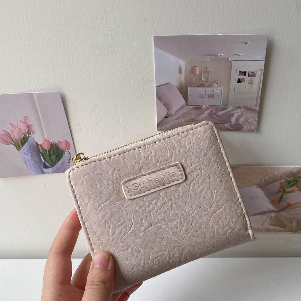 

PU Leather Retro Wallets Card Bag Zipper Change Bag Simple Short Clutch Bag Outdoor