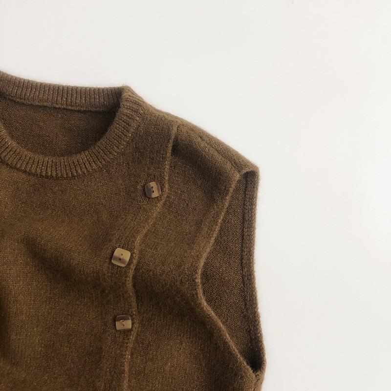 MtinyQueen Kids Knit Vest Solid Color Round Neck Sleeveless Sweater Boys Girls 80-130cm