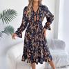 Women's Fashion Party Solid Color V-neck Long Sleeved Slim Fit Sequin Pleated Ribbon Wrapped Hip Dress Evening Dress