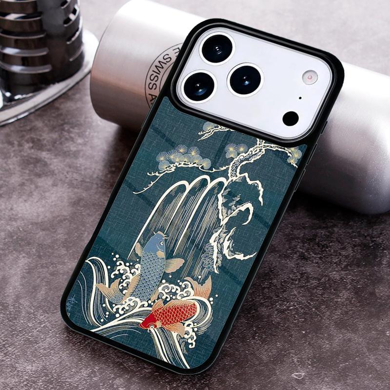 

Japanese Koi Fish soft Phone Case for iPhone 17 16 15 Pro Max Air 14 13 12 11 Plus Shockproof Cover iPhone 12 Pro