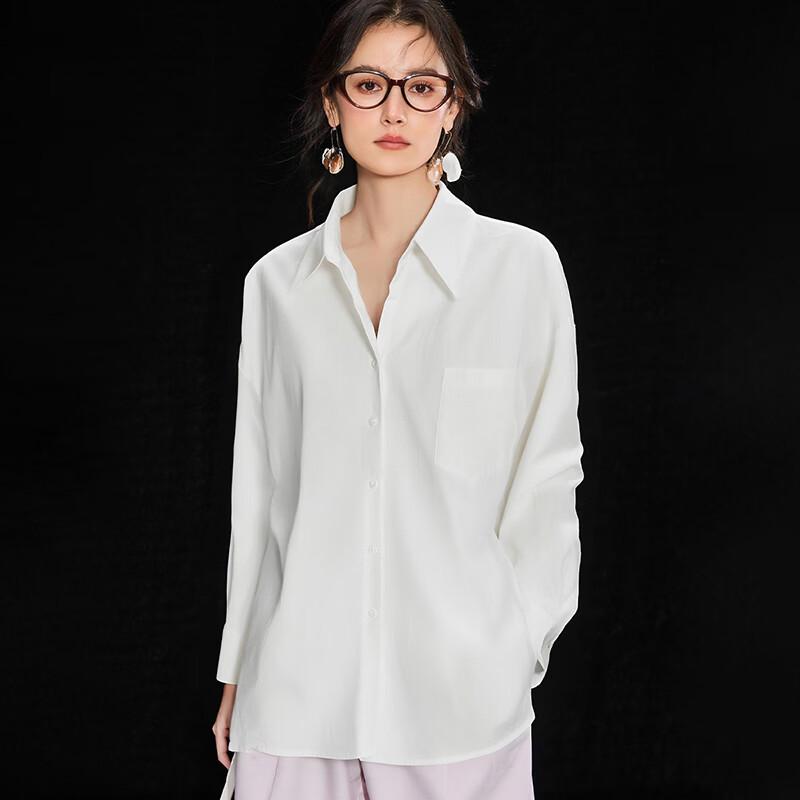 Wudao Women's 100% Cotton Loose-Fit Lapel Shirt