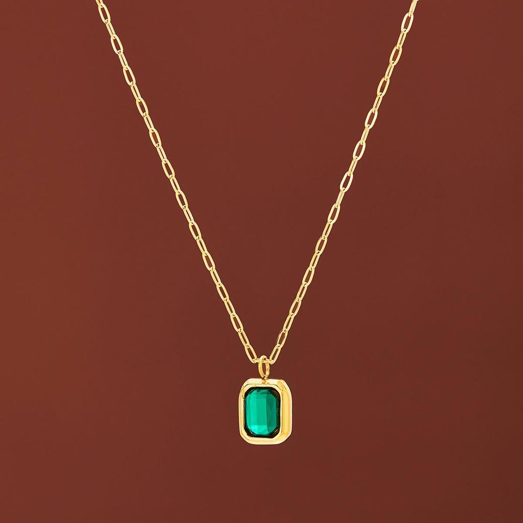 Wenjian Retro Meerblau Zirkon Anhänger Halskette für Damen: Leichter Luxus, High-End Schlüsselbeinkette Choker, 2024 Nischendesign.