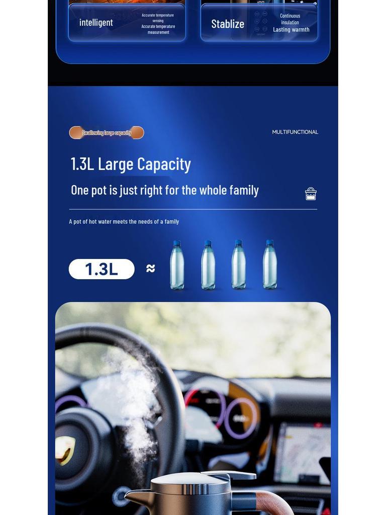 Universal Smart Car Electric Kettle - Large Capacity, Quick Boil, Insulated Cup