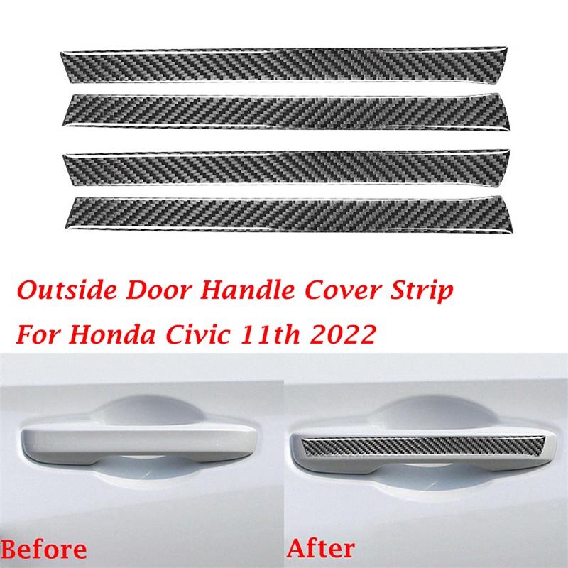 4Pcs Car Outside Door Handle Strip Trim Sticker Real Carbon Fiber Auto Accessories for Honda Civic 11th 2022