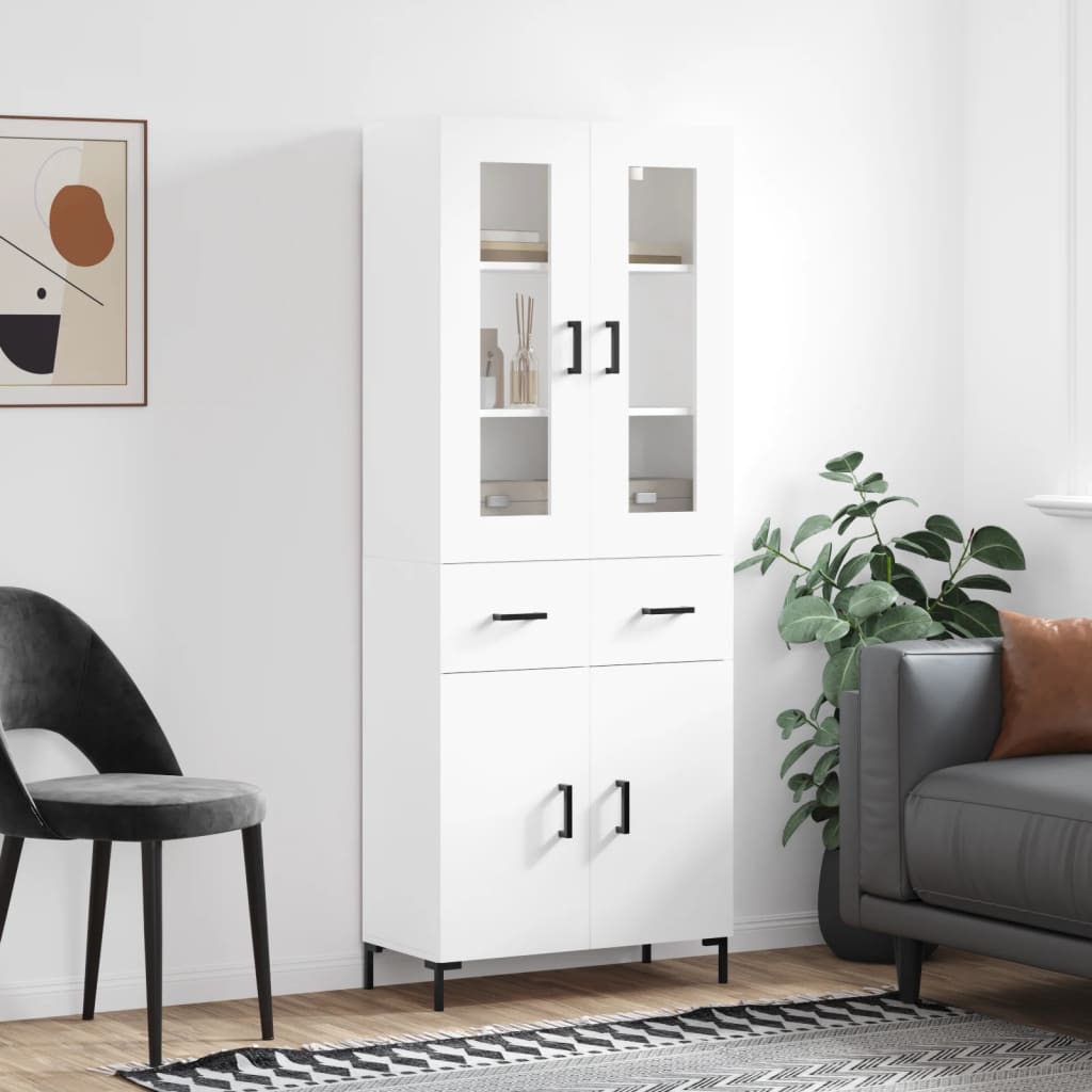 Vidaxl Display Cabinet, White, 69.5X34X180 Cm, Wood-Based Material