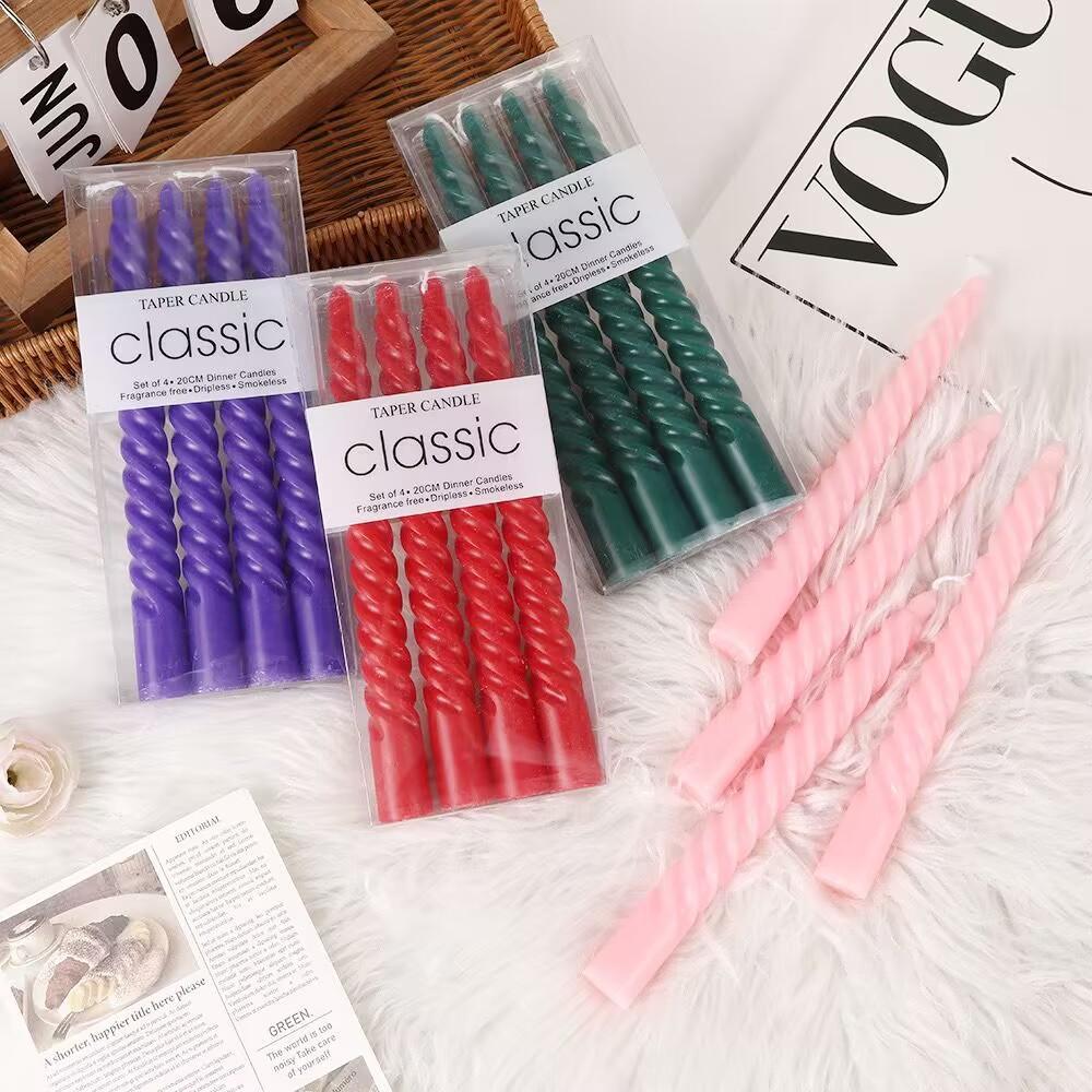 European Style Long Pole Colorful Threaded Candle Holder Candle Home Romantic Candlelight Dinner Decoration Wedding Birthday Candle
