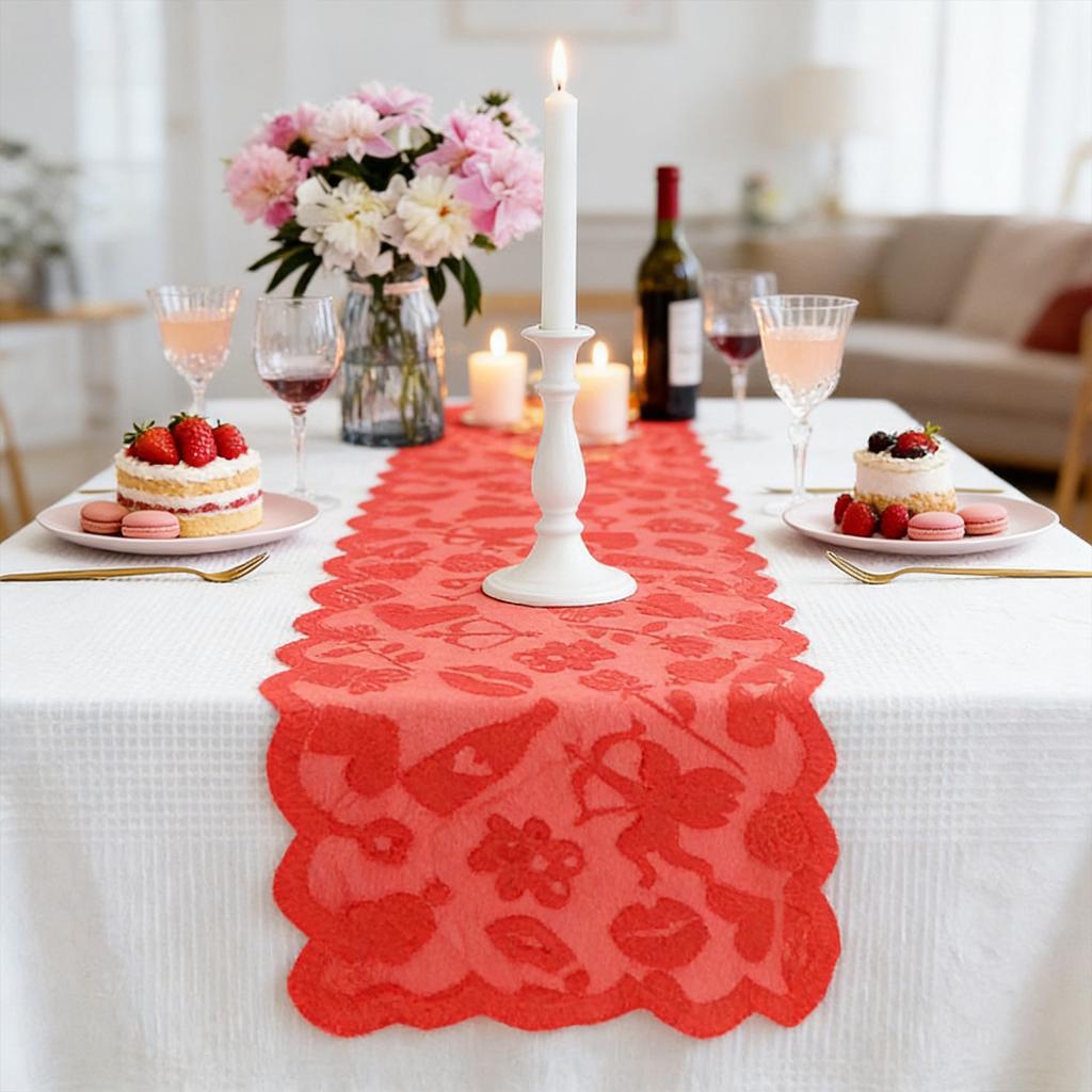 Valentine's Day Decorations, Heart Lace Tablecloth, For Banquets, Engagements, Weddings, Home Dining Table
