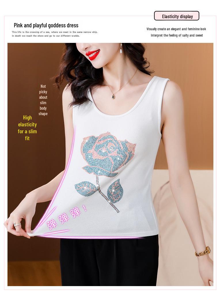 Women's Diamond Camisole: Slim Fit, Large Size, Elastic, Sleeveless Vest for Spring and Summer