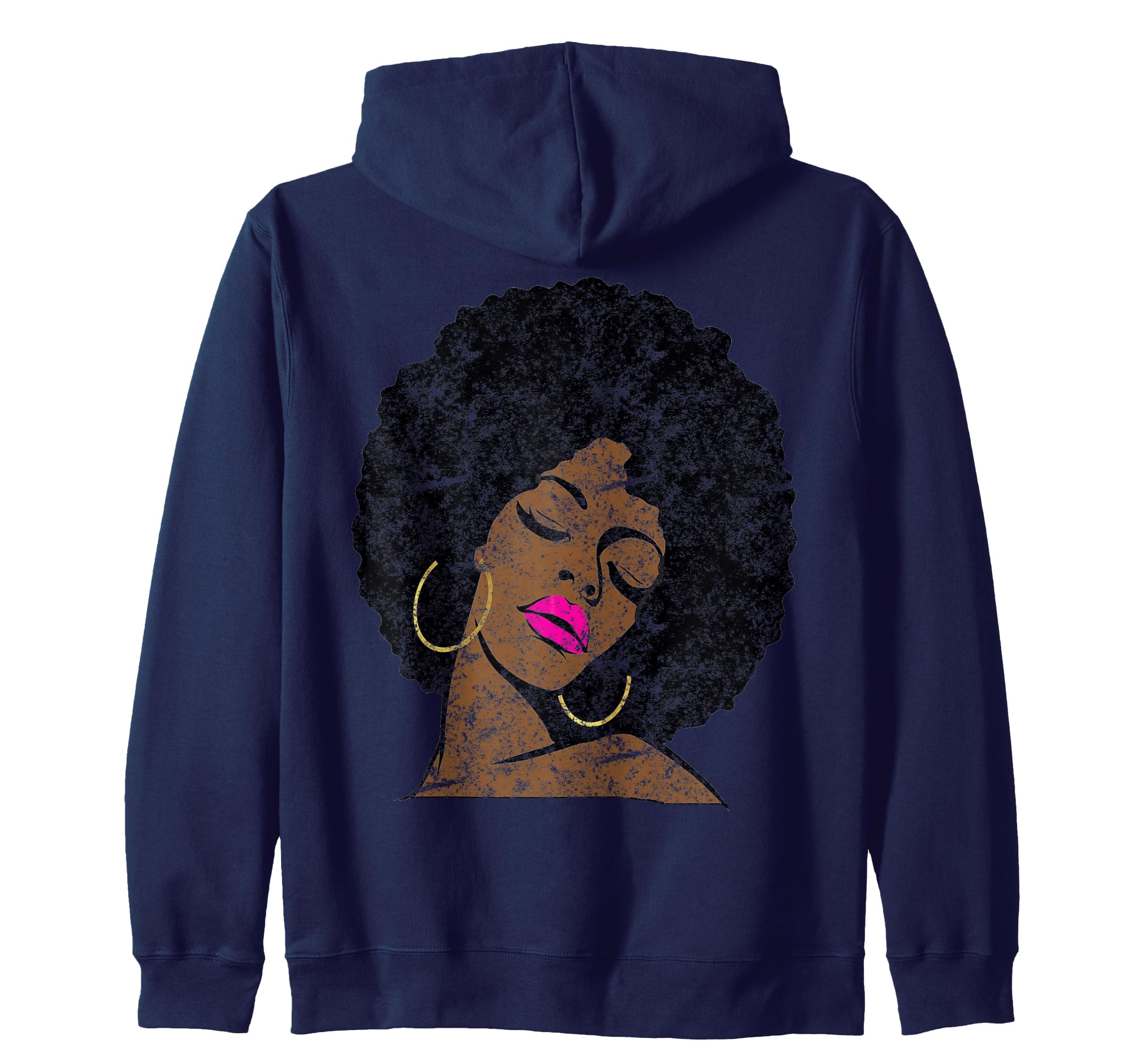 

Vintage Black Queen Afro Black Pride Hot Pink Lip Diva Zip Hoodie Women s