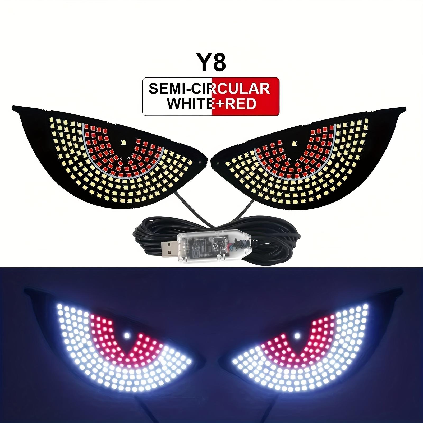 

LED Devil Eye Car Window Light USB Atmosphere Lamp 11 Modes Auto Decor 15.4cm White+Red【2PCS】Y8