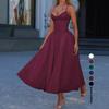 New Pure Desire French First Love Temperament Coffee Break Straps Pleated Waist Solid Color Suspender Dress