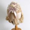 Cream Lolita Original Bow Lace Top Hat Flower Balls Hairpin Veil KC Pillow Ribbon Headband