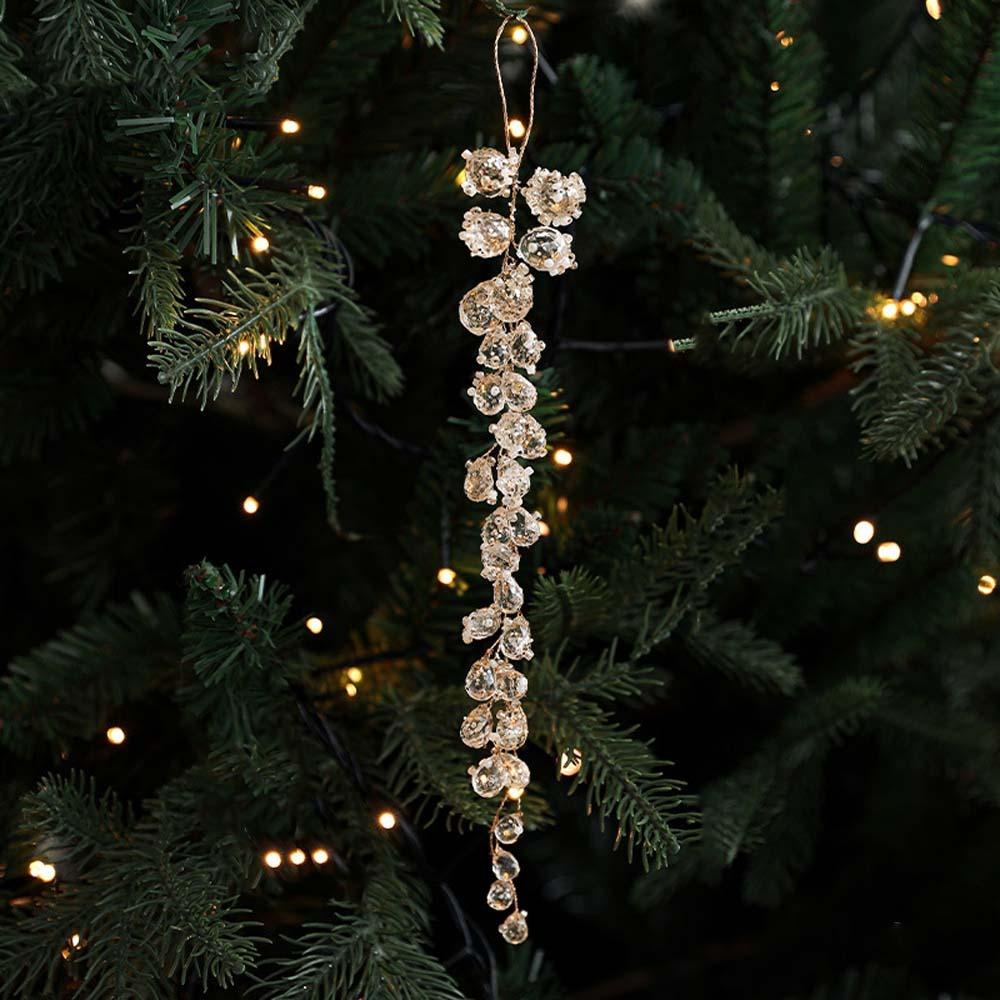 Artificial Glitter Christmas Branches Grape Christmas Crystal Pendant  DIY Craft