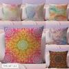 Colorful Floral Mandala Cushion Cover Natural Linen Organic Fabric DoubleSided Printing Couch Pillow Covers Home Decor