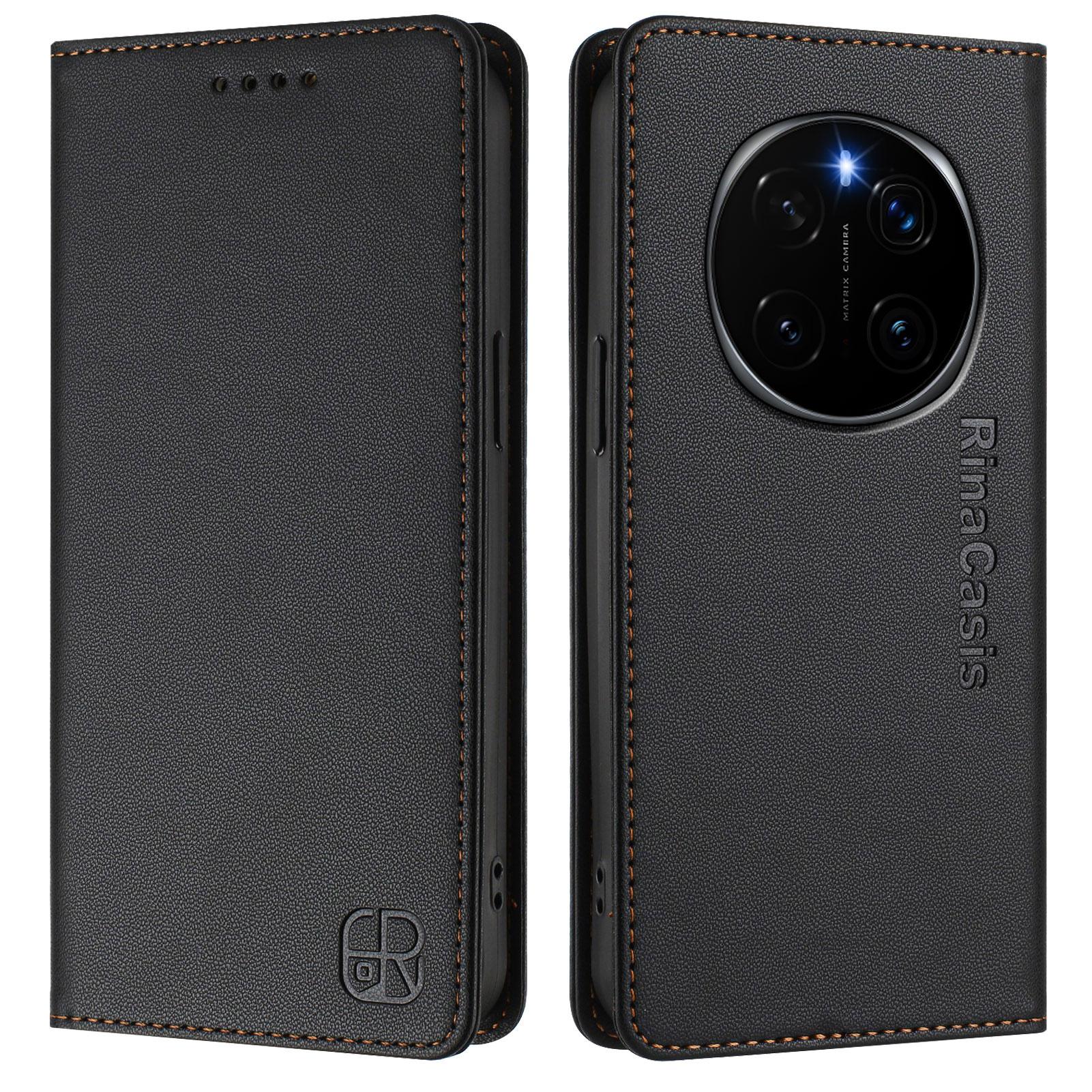 

Шкіряний чохол для Honor Magic7 Pro 5G RINACASIS RC01 Чохол для телефону з гаманцем-підставкою та захистом RFID Black