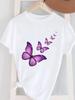 (Asian Size) Short Sleeve Women's Top T Female Print  Fashion Ladies O-neck Butterfly Cute Lovely Casual Clothing  Graphic Tee T-shirts
