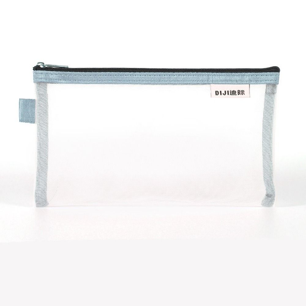 Cosmetic Bag Small Wallet Mesh Storage Bags Transparent File Bag Grid Pencil Bag Stationery Bag