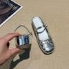 Baotou sandals women's summer lazy shoes half-drag small inner height increase silver single shoes women