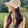 Korean Straw Sun Hat for Women Summer Japanese Cute Strap Cap Summer Travel Versatile Sunscreen Wide Brim Bucket Hats