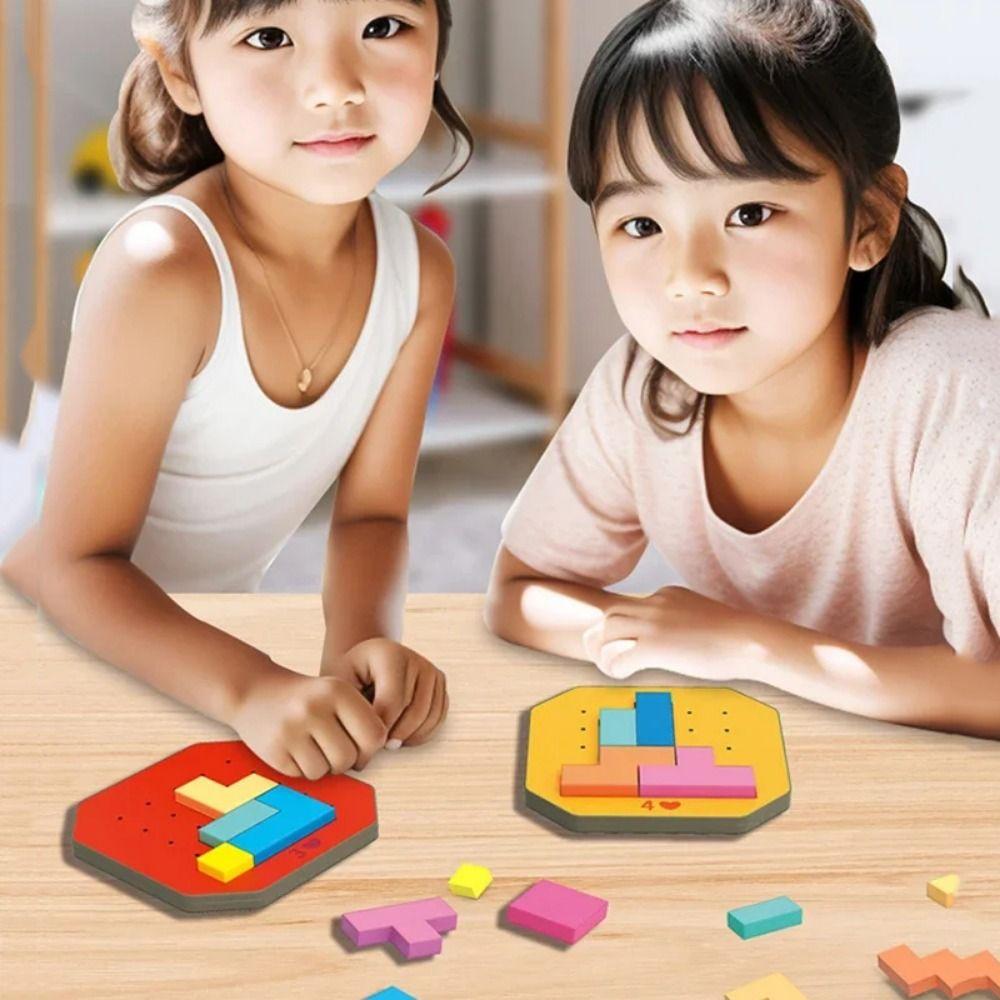 Geometry Colorful Quick-fix Tangram Jigsaw Puzzle Game Tangram Math Training Toy  Kindergarten