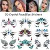 1Pcs 3D Crystal Face Stickers Decoration Face Eye Stickers Chest Sticke Glitter DIY Jewelry Festival Party Temporary Tattoo Stickers for Women