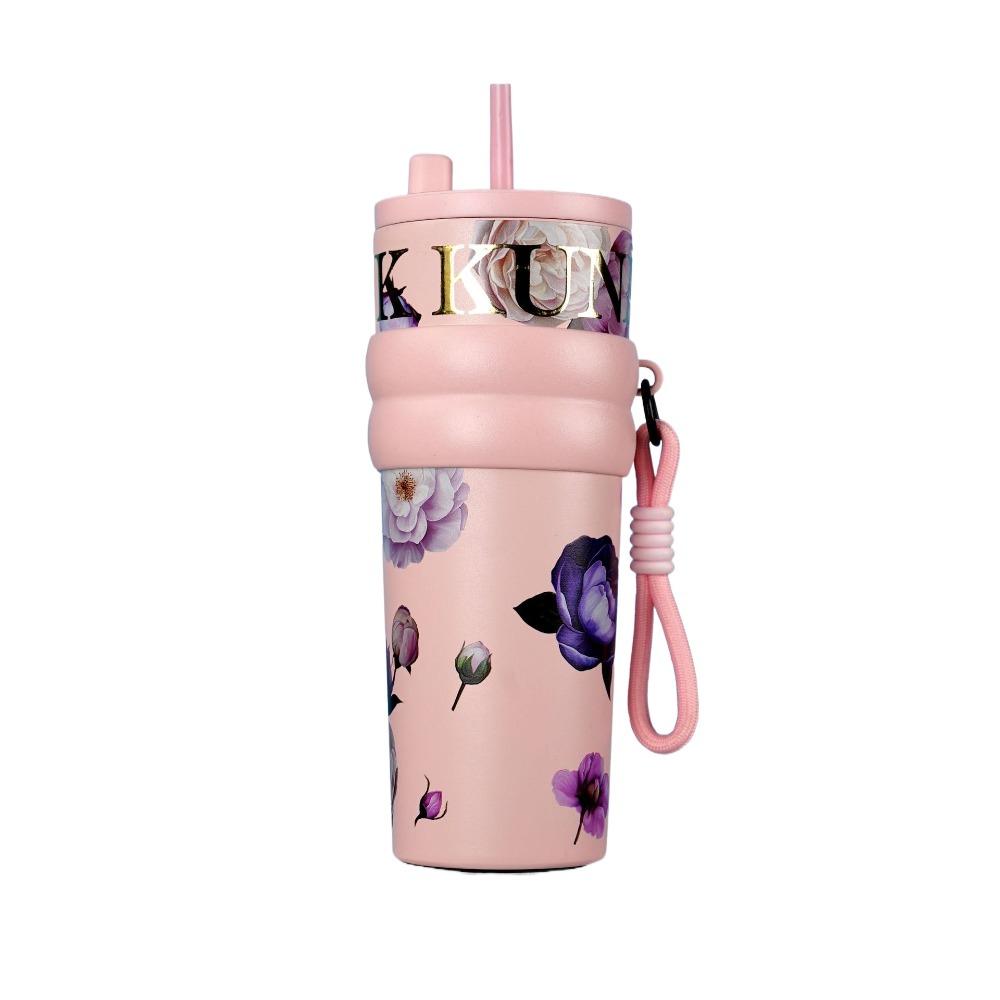 

High-Capacity Vacuum Cup 710ML Thermal Water Bottle Cute Insulated Cup for Student Children розовый