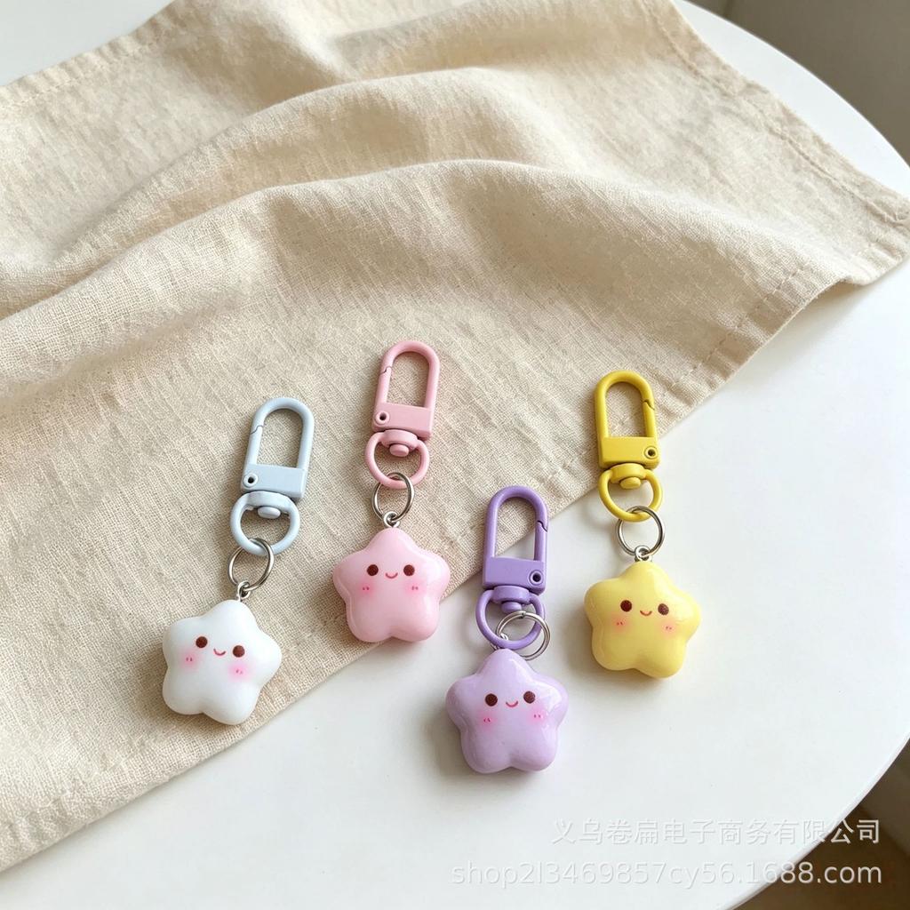 Cute Resin Five-Pointed Star Keychain Pendant - Small Gift for Best Friends, DIY Jewelry Accessory